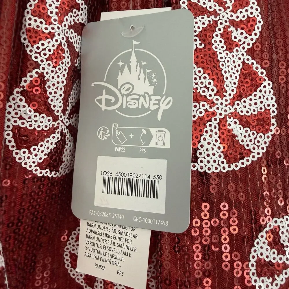 Disney Girls Minnie Mouse Peppermint Red Sequin Skirt Holiday Merch Sz 3